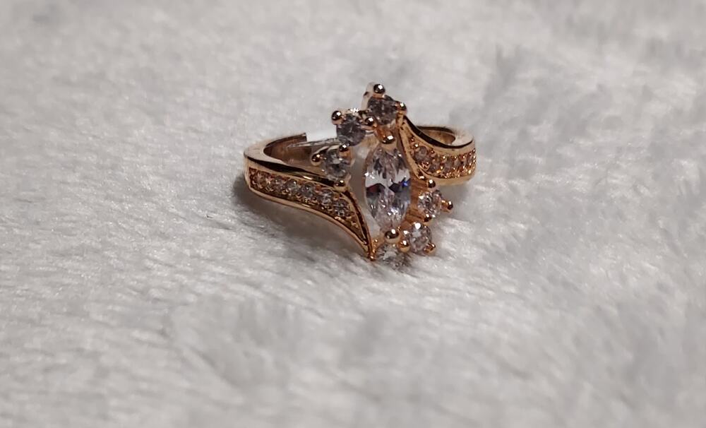 Rose Gold Tone Marquise Cut Costume Cocktail Ring 4 Sizes